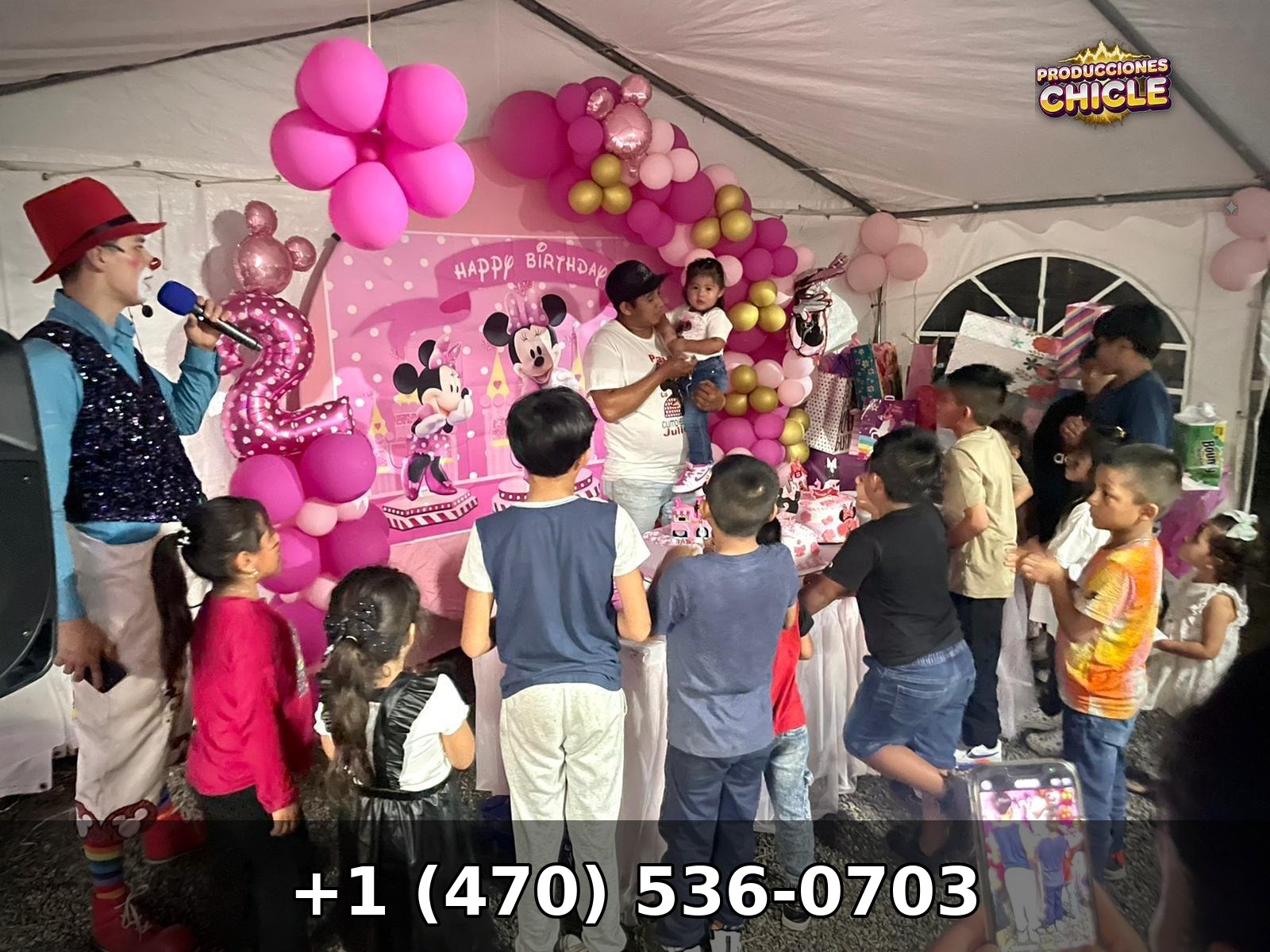 Chicle clowns at a kids party in McDonough, Georgia